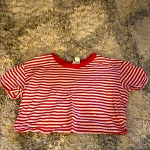 red and white striped crop top